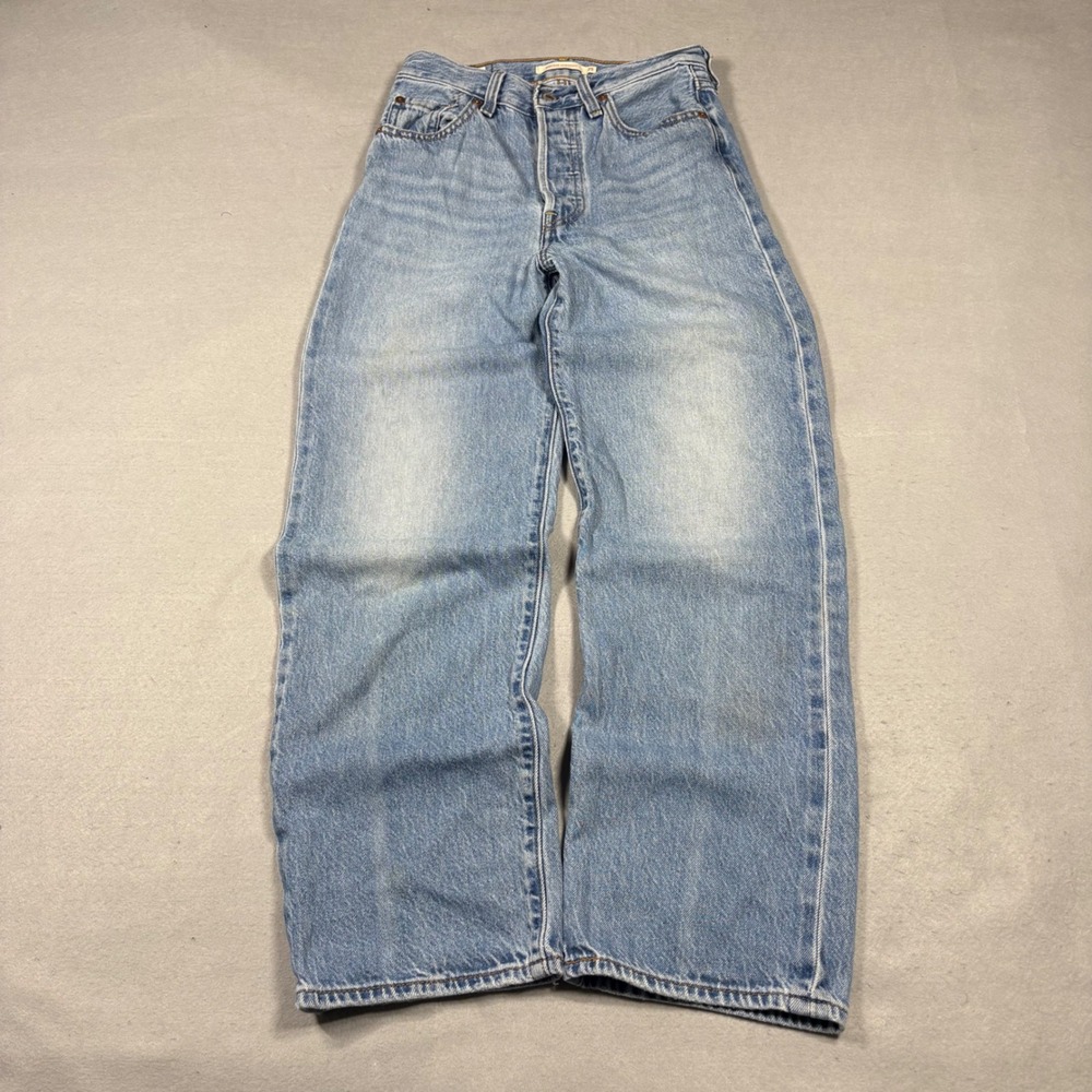 Levis Premium Ribcage Straight Jeans Light Wash High Rise Button Fly 25